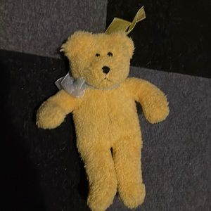 Yellow Plushy Bear With Blue and Yellow Ribbons